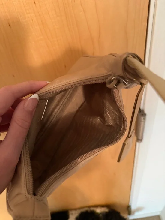 Prada Neutral Beige Nylon Shoulder Bag with Logo Tag - Picture 6 of 6